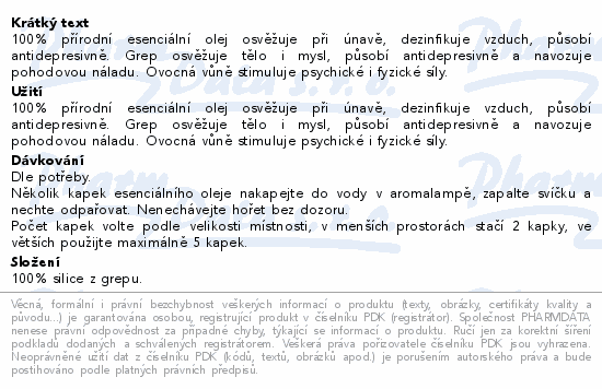 Allnature Esenciální olej Grep 10ml