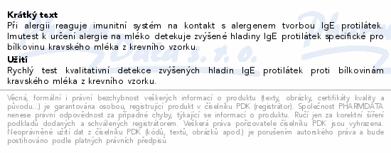 Imutest Autotest na alergie Mléko