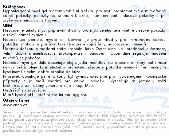 Neocide mycí antimikrobiální gel 500ml ENEO