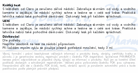 Claro Leštidlo do myčky EKO 500ml