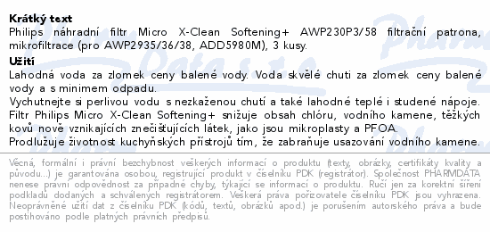 Filtrační patrona Philips AWP230P3 Softening+ 3ks