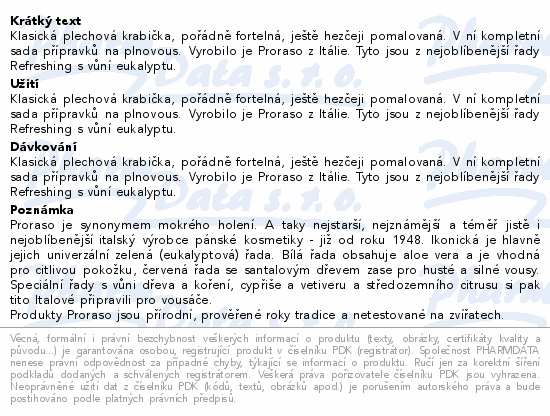 PRORASO Klasický dárkový set příprav.na plnovous