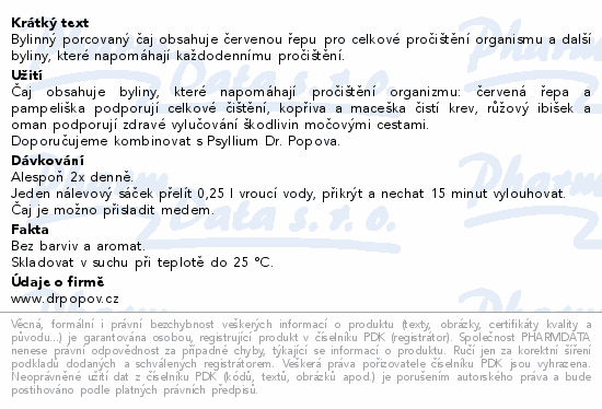 Dr.Popov Čaj Čistící s červenou řepou 20x1.5g