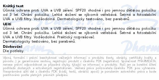 Dermacol Opalovací mléko voděod.spray SPF20 200ml