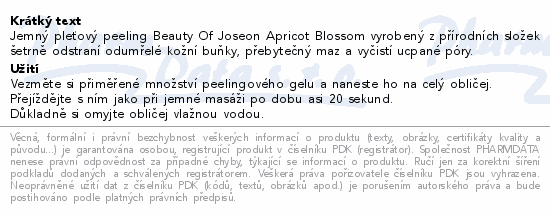 Beauty of Joseon Apricot peelingový gel 100ml