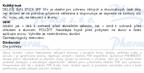 Delice Solaire ochranná opal. tyčinka SPF50+ 5.5ml