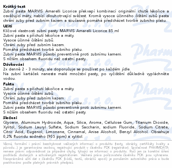 MARVIS Zubní pasta Amarelli Licorice mint 85ml