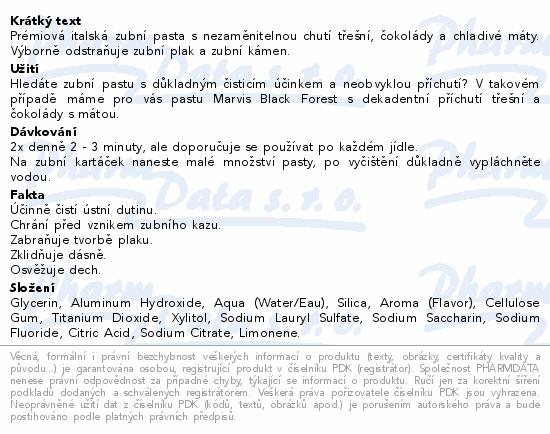 MARVIS Zubní pasta Black forest 75ml