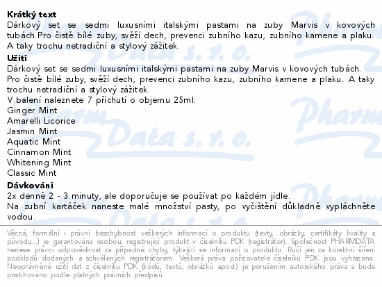 MARVIS Toothpaste set zubních past 7x25ml