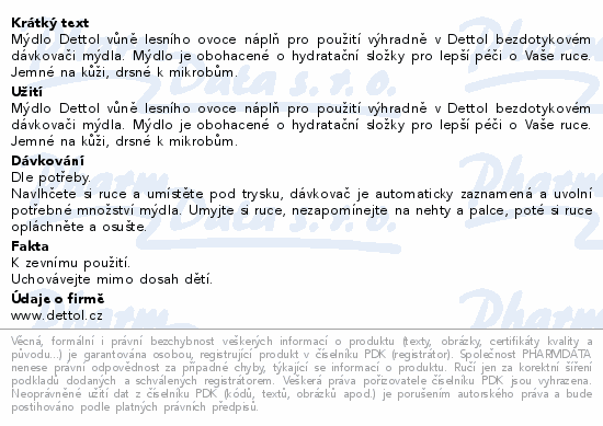 DETTOL Náplň do bezdot.dávkov.Lesního ovoce 250ml