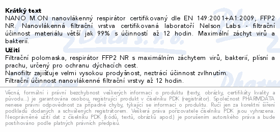 NANO M.ON nanovlákenný respirátor FFP2 tělový 10ks