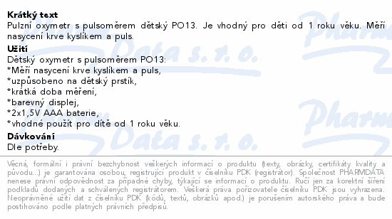 Pulzní oxymetr Beurer babycare PO13 Kids