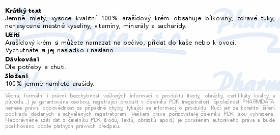 Organis Arašídový krém 920g