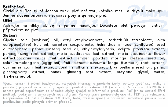 Beauty of Joseon Ginseng čistící olej 210ml