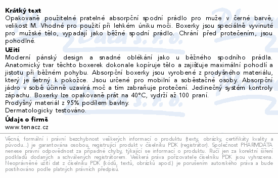 TENA Men Washab.Boxer M čer.inkon.boxer.1ks 84948