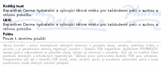 Bepanthen Derma hydrat.a vyživ.tělové mléko 200ml