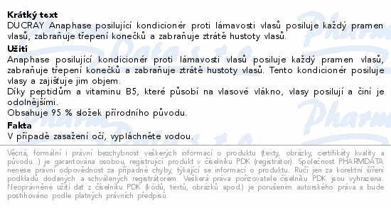 DUCRAY Anaphase kondicionér lámání vlasů 200ml