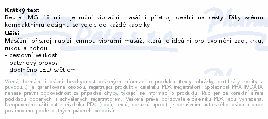 Mini masáž na cesty Beurer MG18