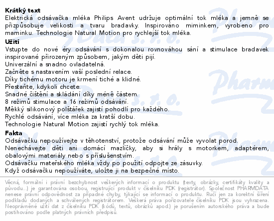 Philips AVENT Odsávačka mateř.mléka elekt.SCF395