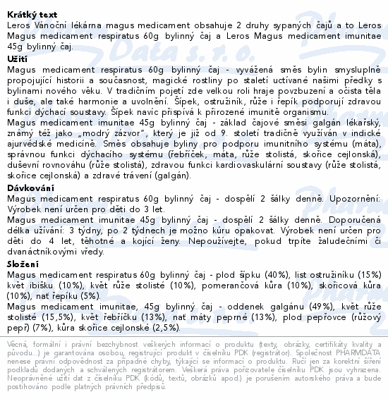 LEROS Vánoční lékárna Magus medicament