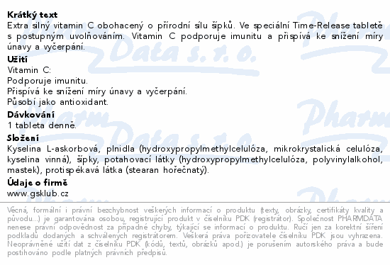 GS Vitamin C 1000mg se šípky tbl.100+30 dárek