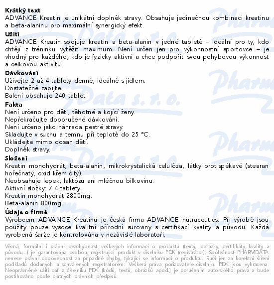 ADVANCE Kreatin s beta-alaninem tbl.240