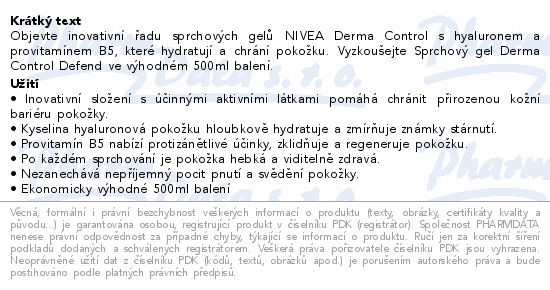 NIVEA Derma Control Defend sprch.gel 500ml 94346