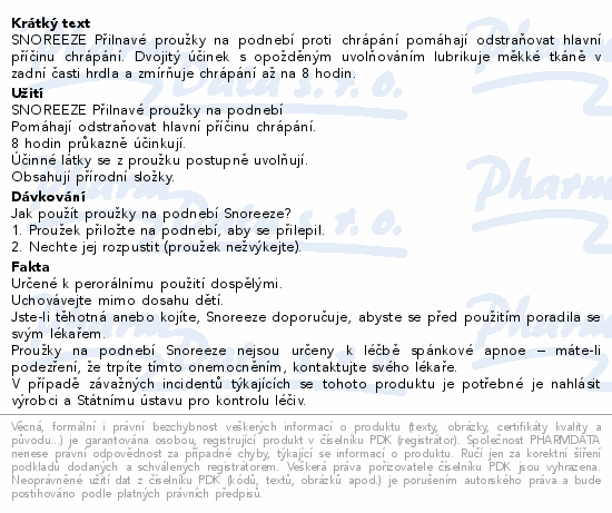 SNOREEZE Proužky přil.na podneb.roti chrápání 14ks