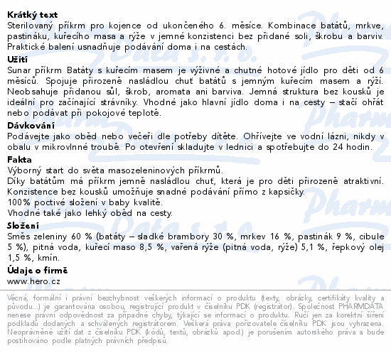 Sunar Kapsička Batáty s kuřecím masem 6m+ 120g