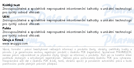 Snuggs Inkontinenční kalhotky silná absorpce M