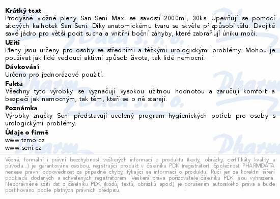 Seni San inkontinenční vložné pleny maxi 30ks