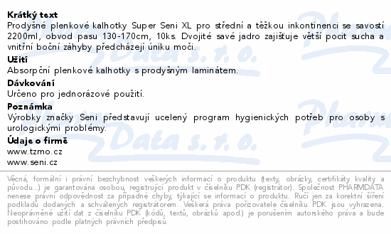 Seni Super inkon.plenkové kalhotky XL 10ks