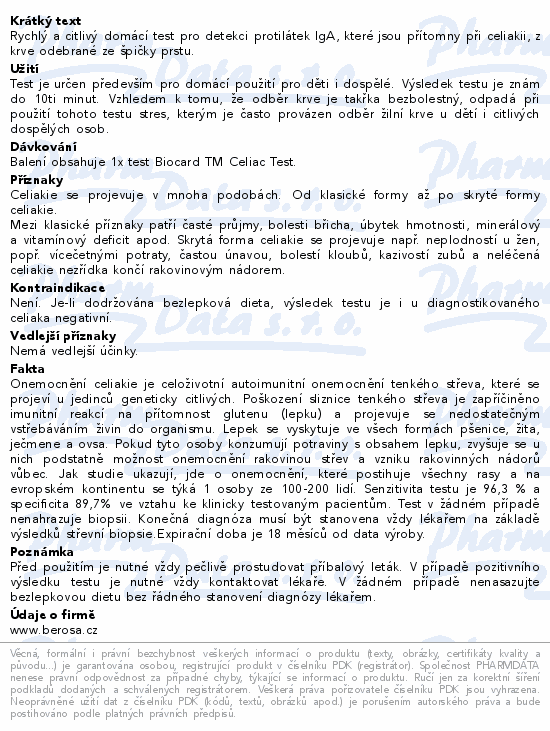 Biocard TM Celiac test