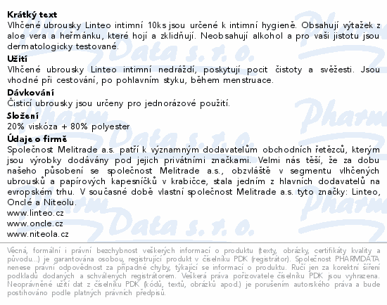 Linteo Vlhčené ubrousky intimní herbal 10ks