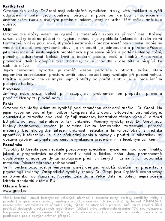 DR.GREPL Vložky ortop.celkové Adam vel.42