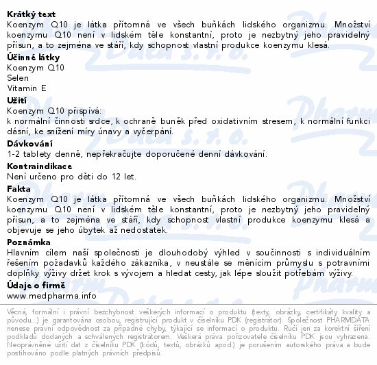 MedPharma Coenzym Q10 30mg+vit.E+selen tbl.67