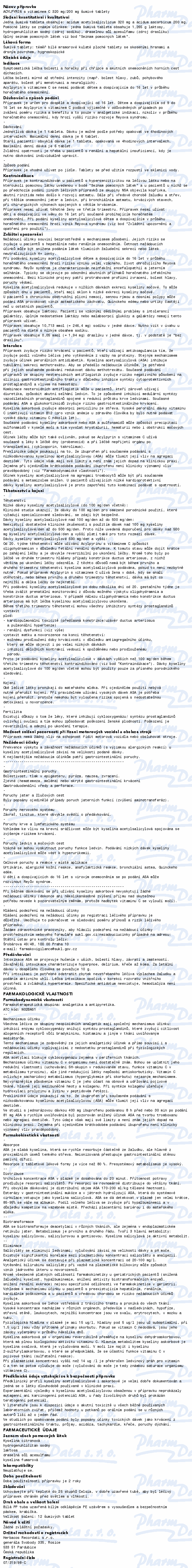 Acylpyrin s vitaminem C 320mg/200mg tbl.eff.12